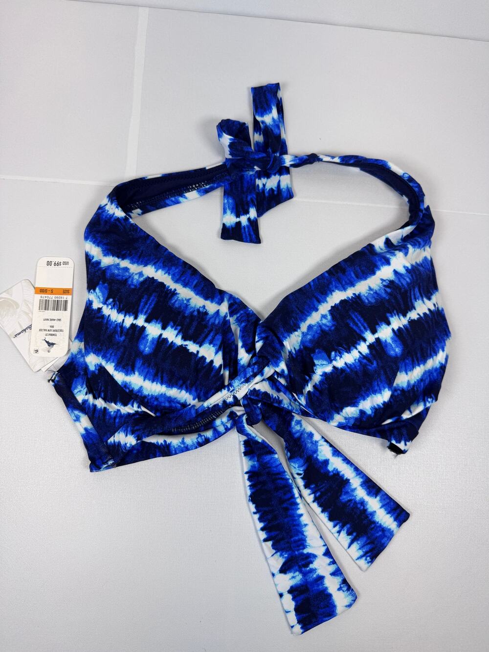 Tommy Bahama Blue Tie Dye Halter Bikini Top Womens S D/DD NWT